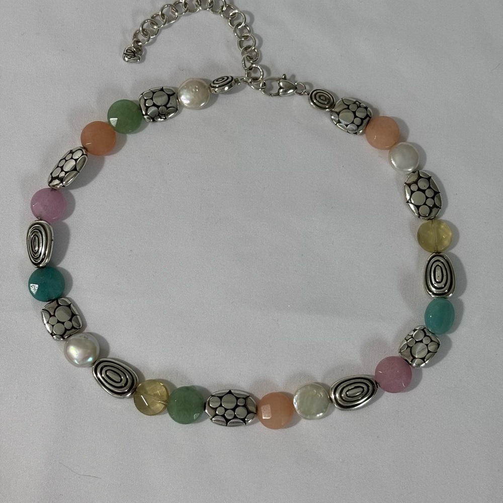 Brighton Elegant Silver plated and Pink Necklace with Ornate Beads